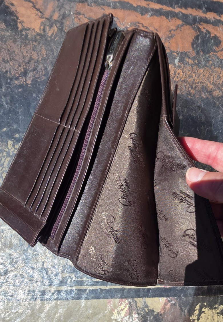 Rare Vtg GENUINE GLASHUTTE Brown Wallet Leather Free S&H in USA