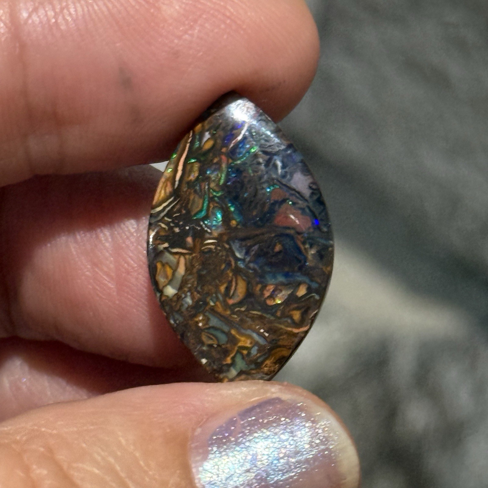 8.05ct 24×14.6×2.7mm Finely Polished Australian Koroit Boulder Opal Cabochon