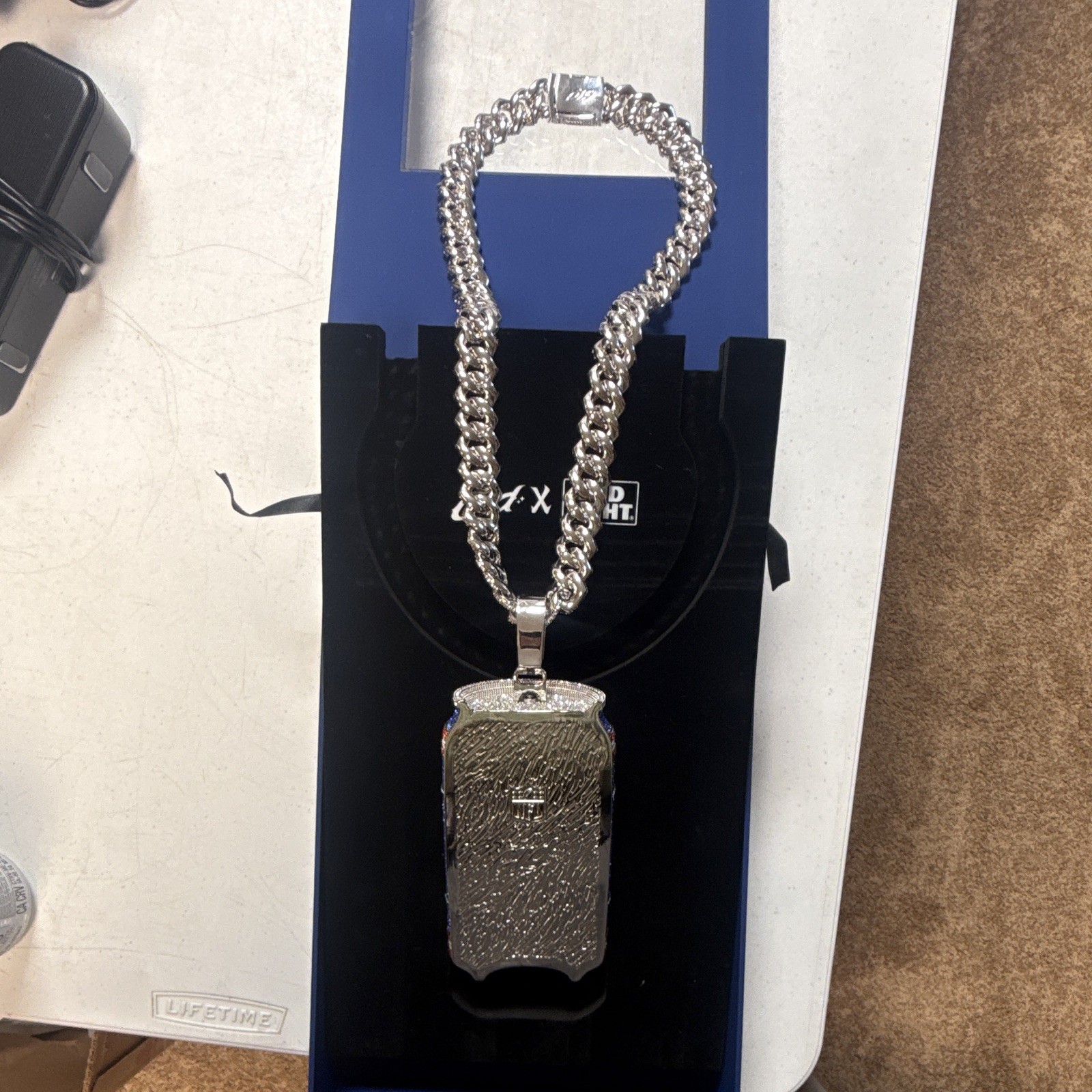 GLD x Bud Light NFL Men’s Cuban Link Chain Necklace Can Charm Pavé Signed