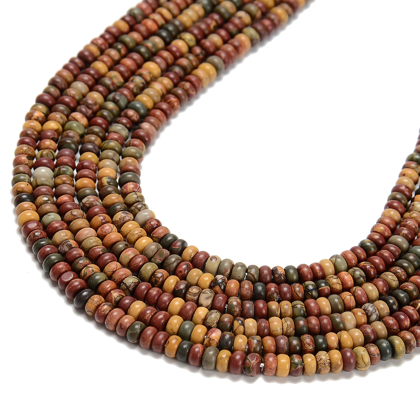 Red Creek Jasper Smooth Rondelle Beads 2x4mm 4x6mm 5x8mm 6x10mm 15.5″ Strand