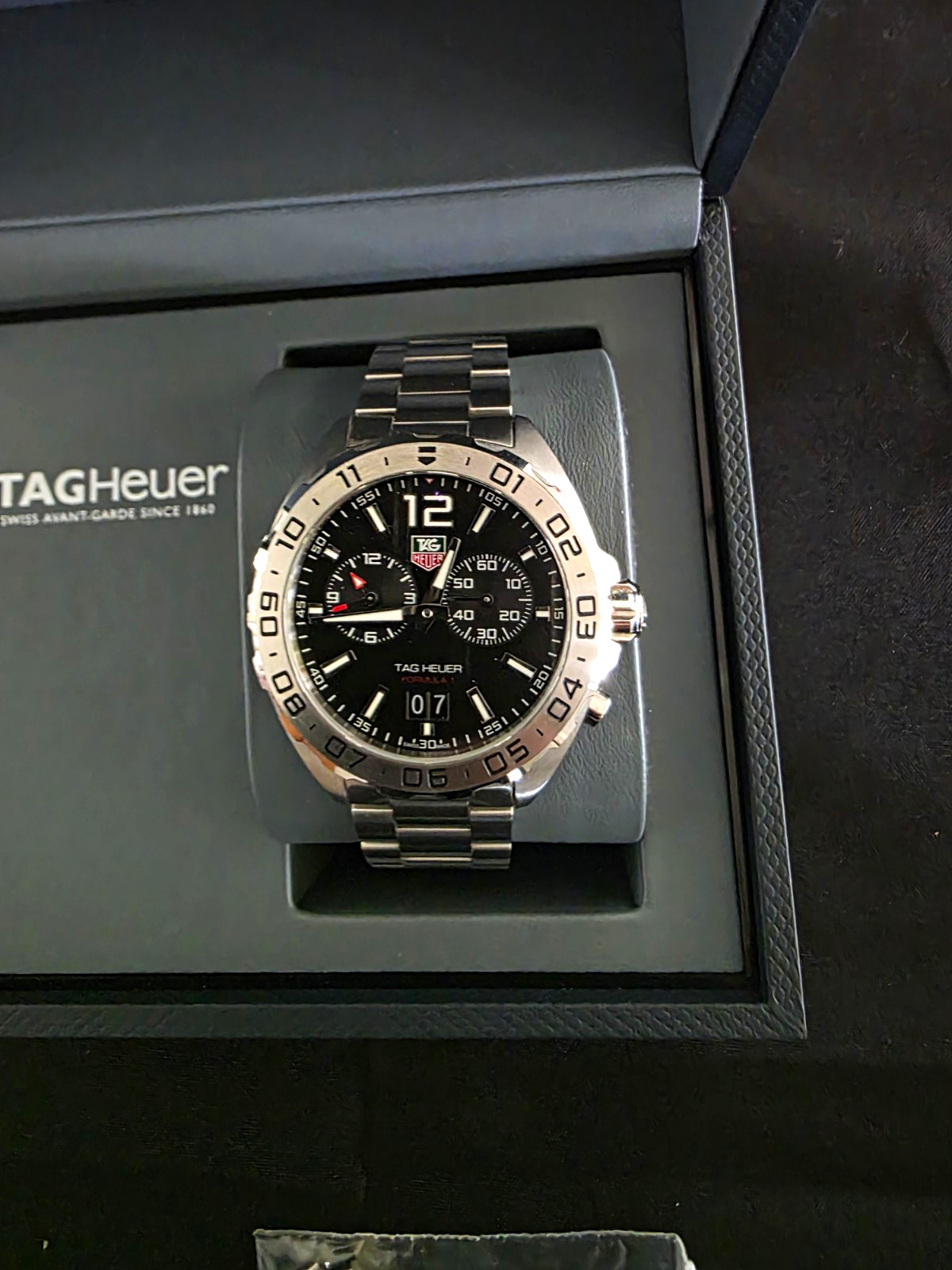 TAG Heuer Formula 1 Quartz Chronograph Date Black Dial 200m 43mm Steel Box