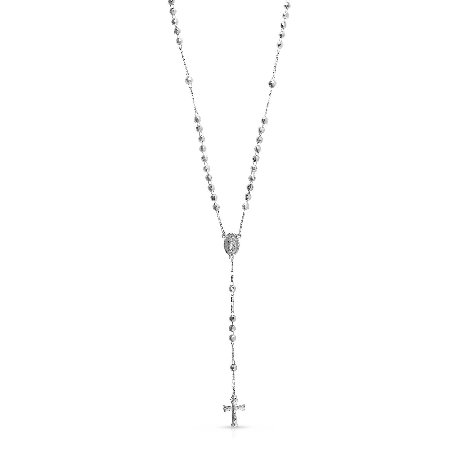 Verona Jewelers 24″ Gold Plated Rosary Necklace, Gold, Silver, Rod,Tri Color