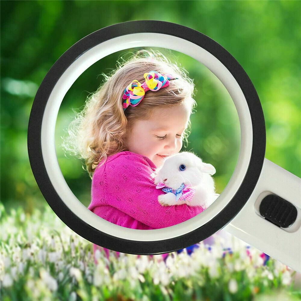 30X Jumbo Handheld Magnifying Glass w/ 13 Bright LED Light Illuminated Magnifier