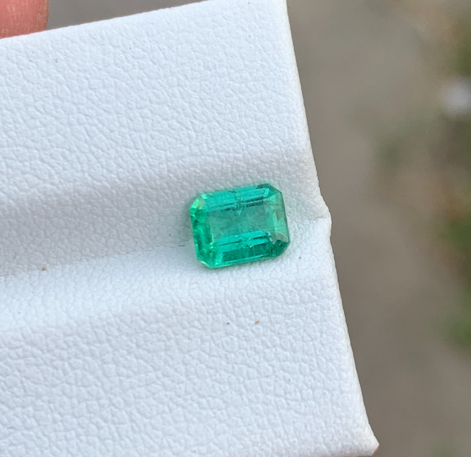 Natural Zambian Emerald 0.785 Ct Octagon Cut Vivid Green Slightly Included