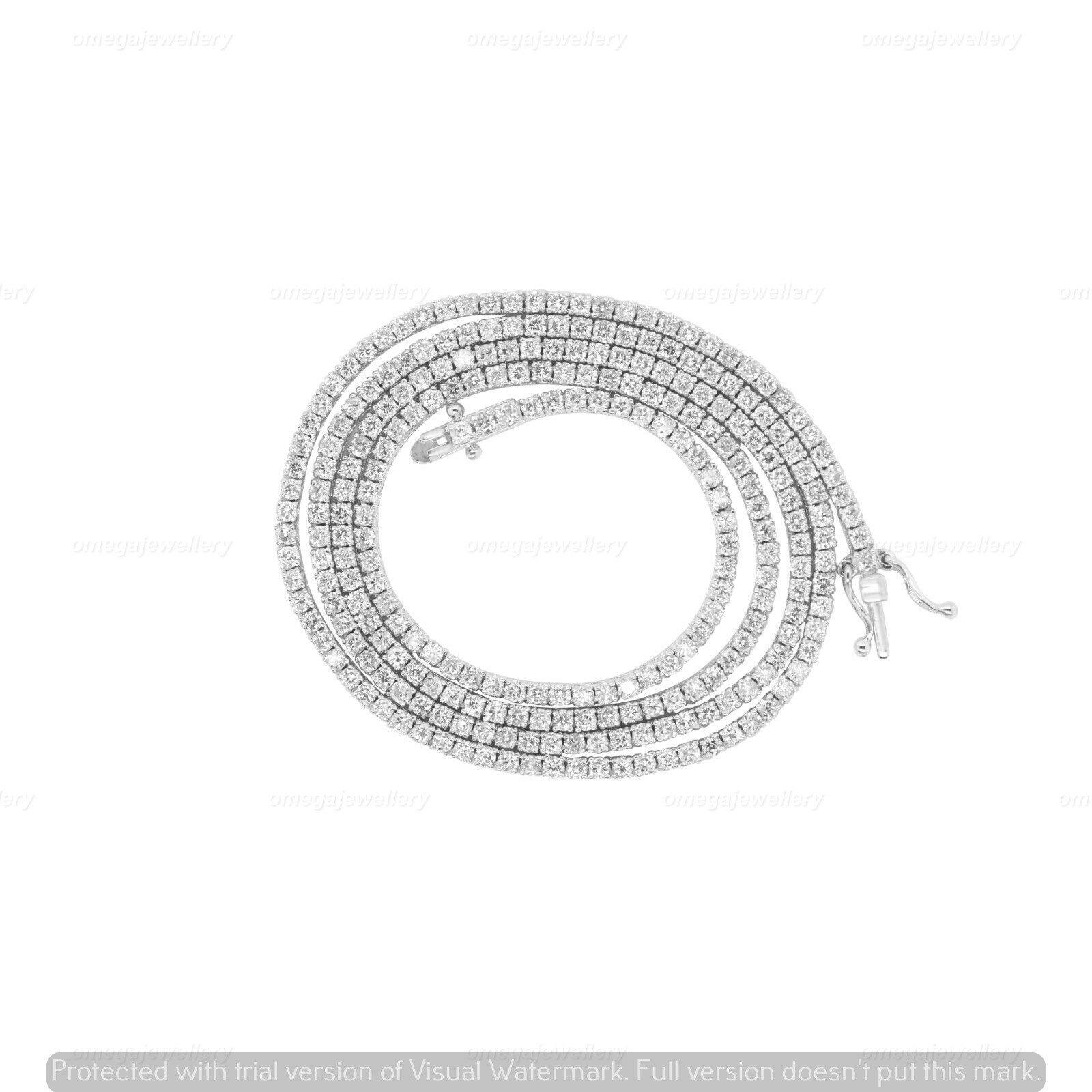 4.50CT GIA Certified Natural Diamond Tennis Necklace 14K White Gold 16″ Inch