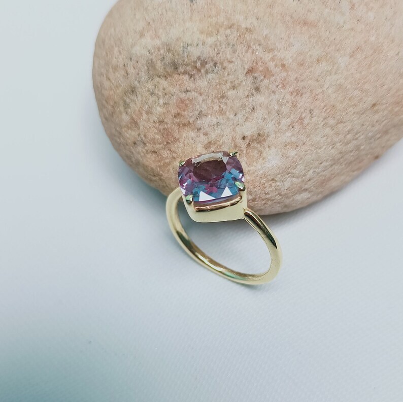 Alexandrite Ring, 925 Sterling Silver Ring, Lab Color Change Alexandrite Ring