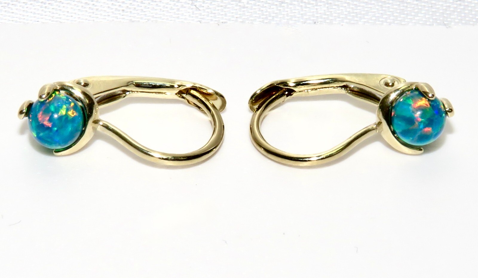 9ct Gold Black Opal Leverback Drop Earrings – Solid 9K Gold