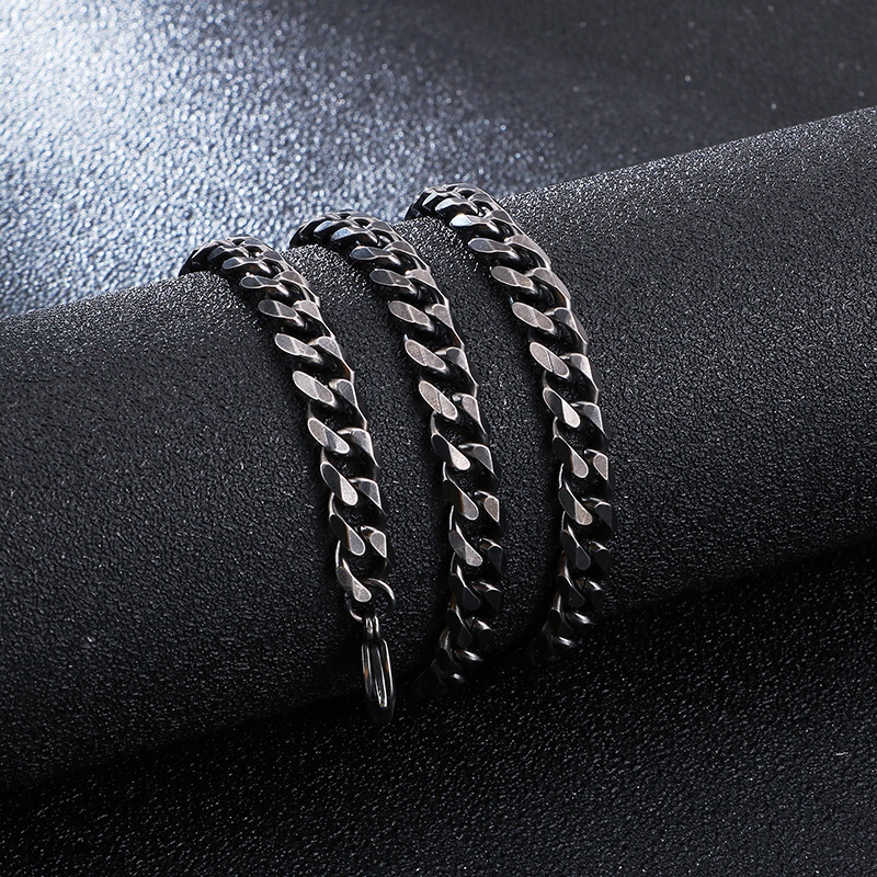 Mend Necklace Stainless Steel Curb Chain Vintage Black 7mm 20inch (50cm)