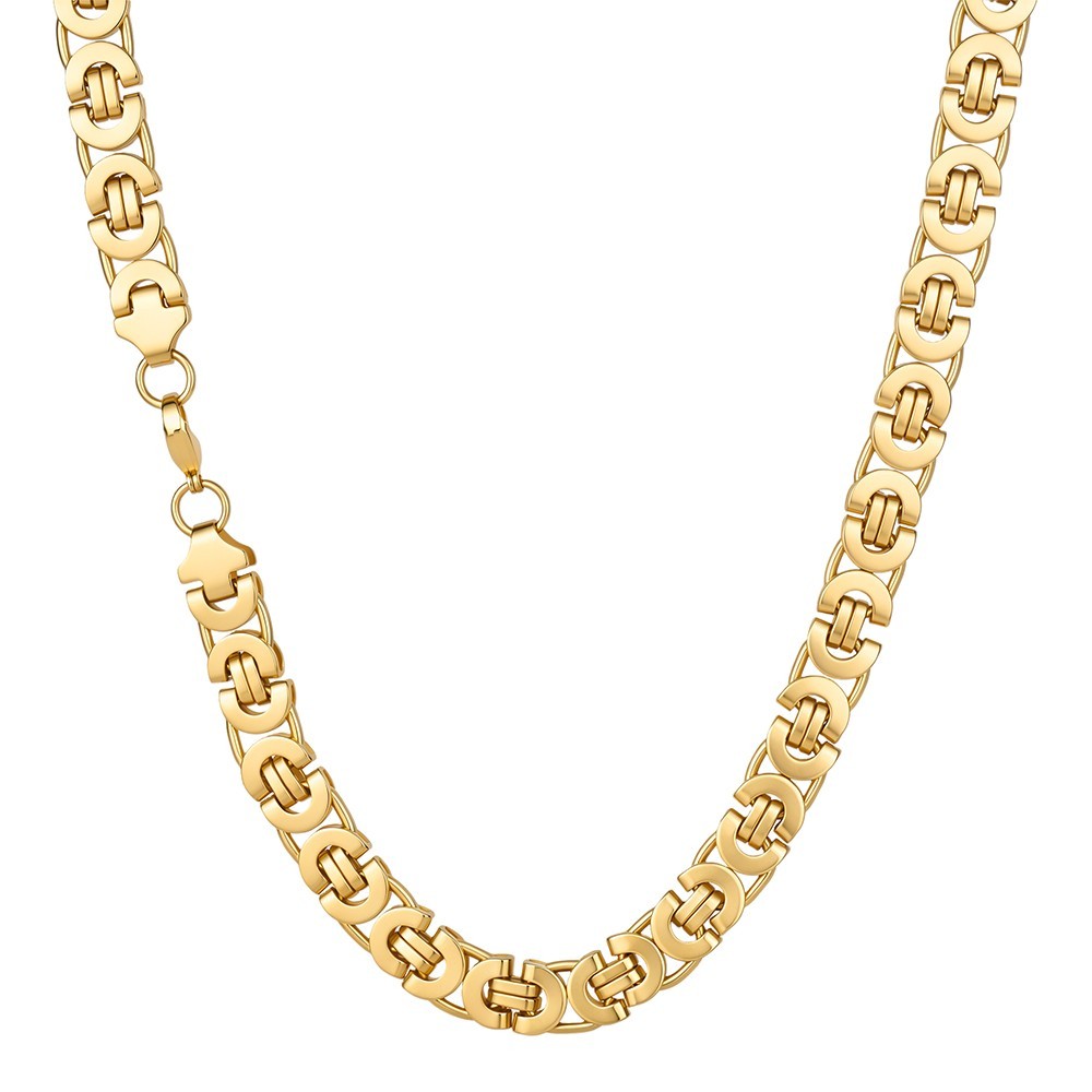 11mm Silver/Gold/Black Stainless Steel Flat Byzantine Box Chain Necklace 16″-40″