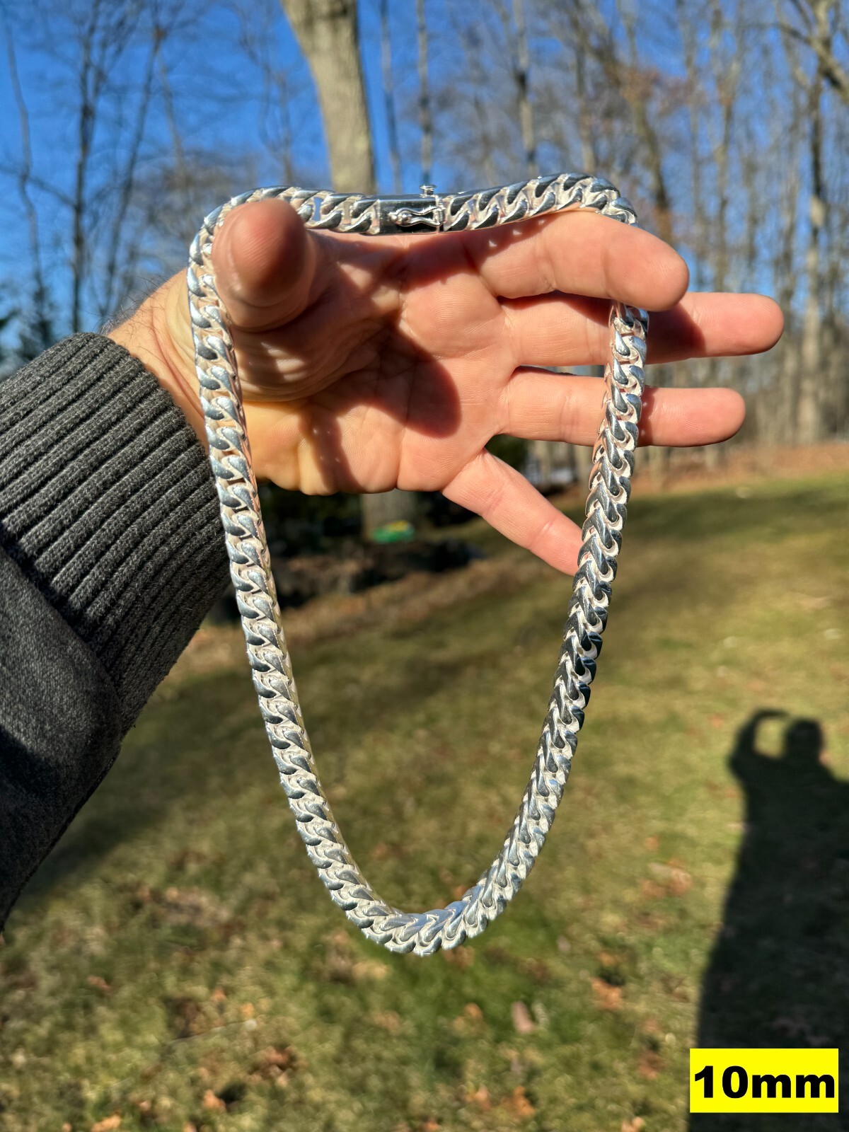 Handmade Franco Chain Necklace Real 925 Silver Box Clasp 4mm-10mm Thick Mens