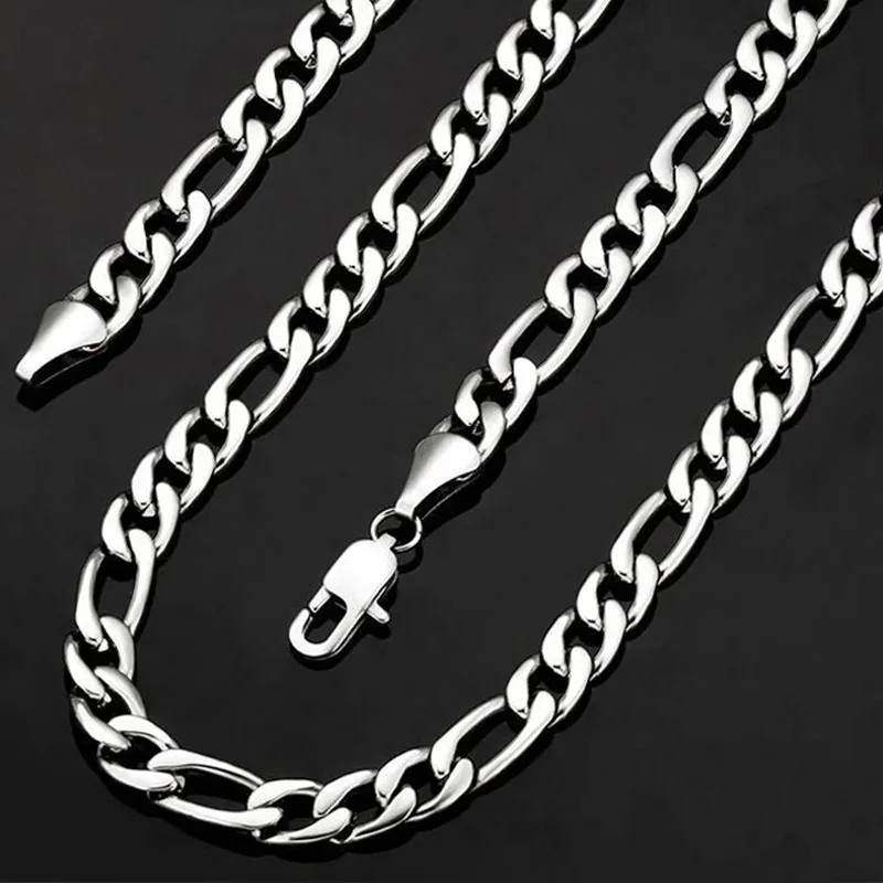 925 Sterling Silver Necklace Figaro Chain 2-12mm 40-75cm Women Jewelry