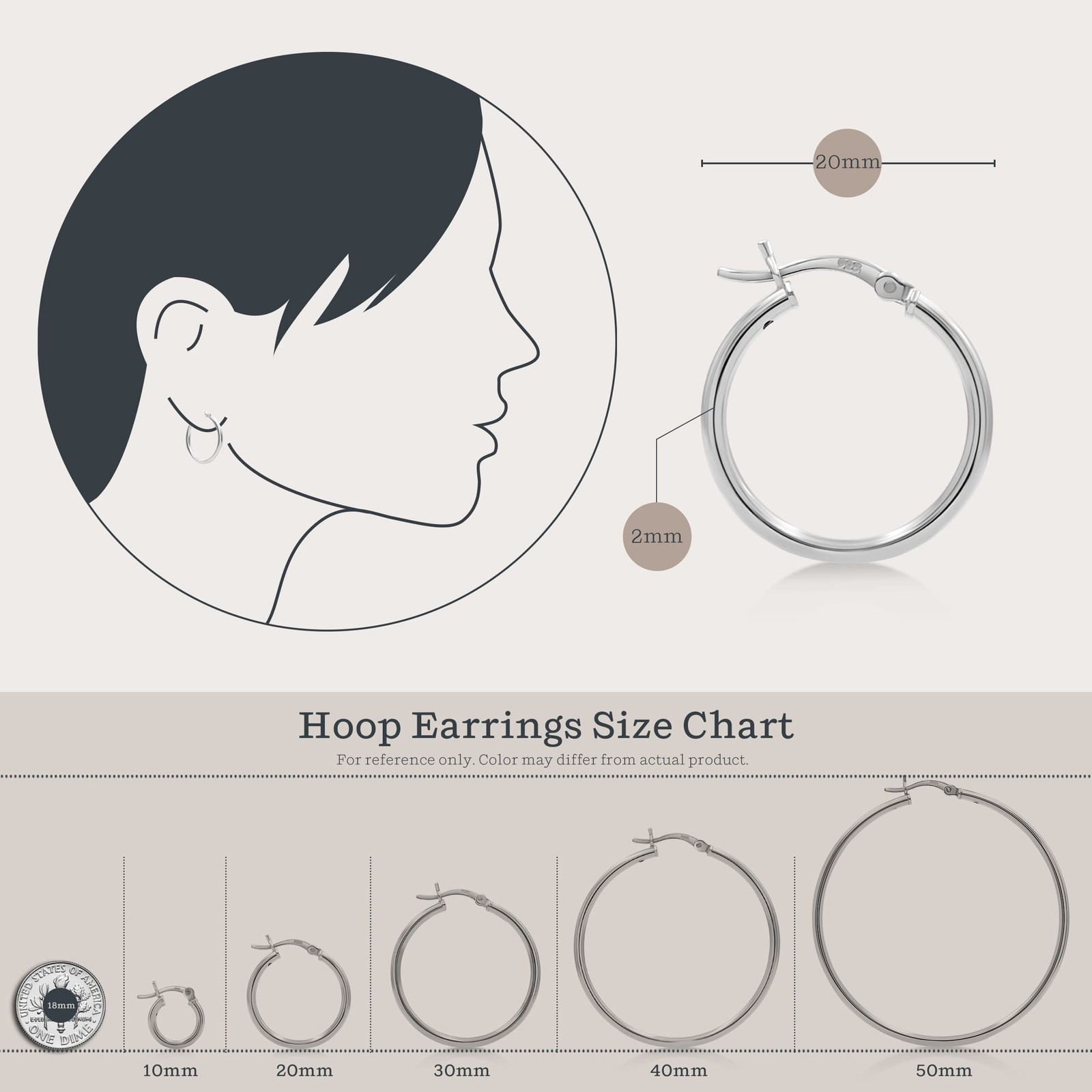KEZEF 2mm 925 Sterling Silver Hoop Earrings for Women | Hypoallergenic, Light…
