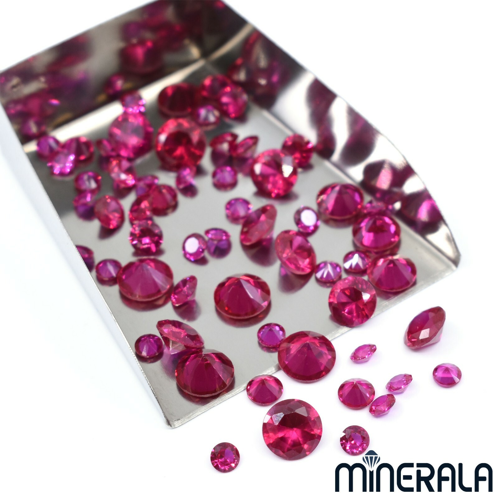 RUBY CORUNDUM LAB CREATED ROUND FACETED LOOSE GEMSTONE 1mm – 8mm WP0277C