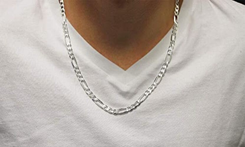 Verona Jewelers Sterling Silver Mens Figaro Link Chain 20.0 Inches NECKLACE