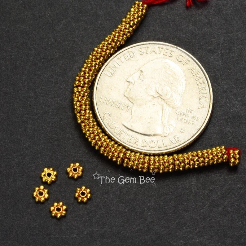 3mm 18k Solid Yellow Gold Daisy Bali Spacer Bead Findings (5)