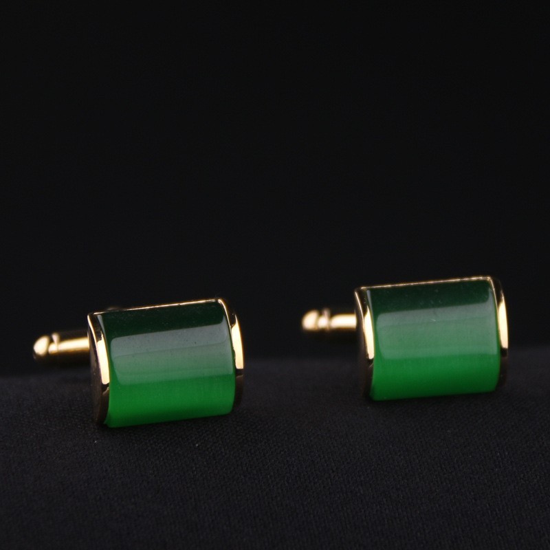 Vintage Men Cufflinks Jewelry Green Gold Cuff Link for Man 1 Pair of Shirt Links