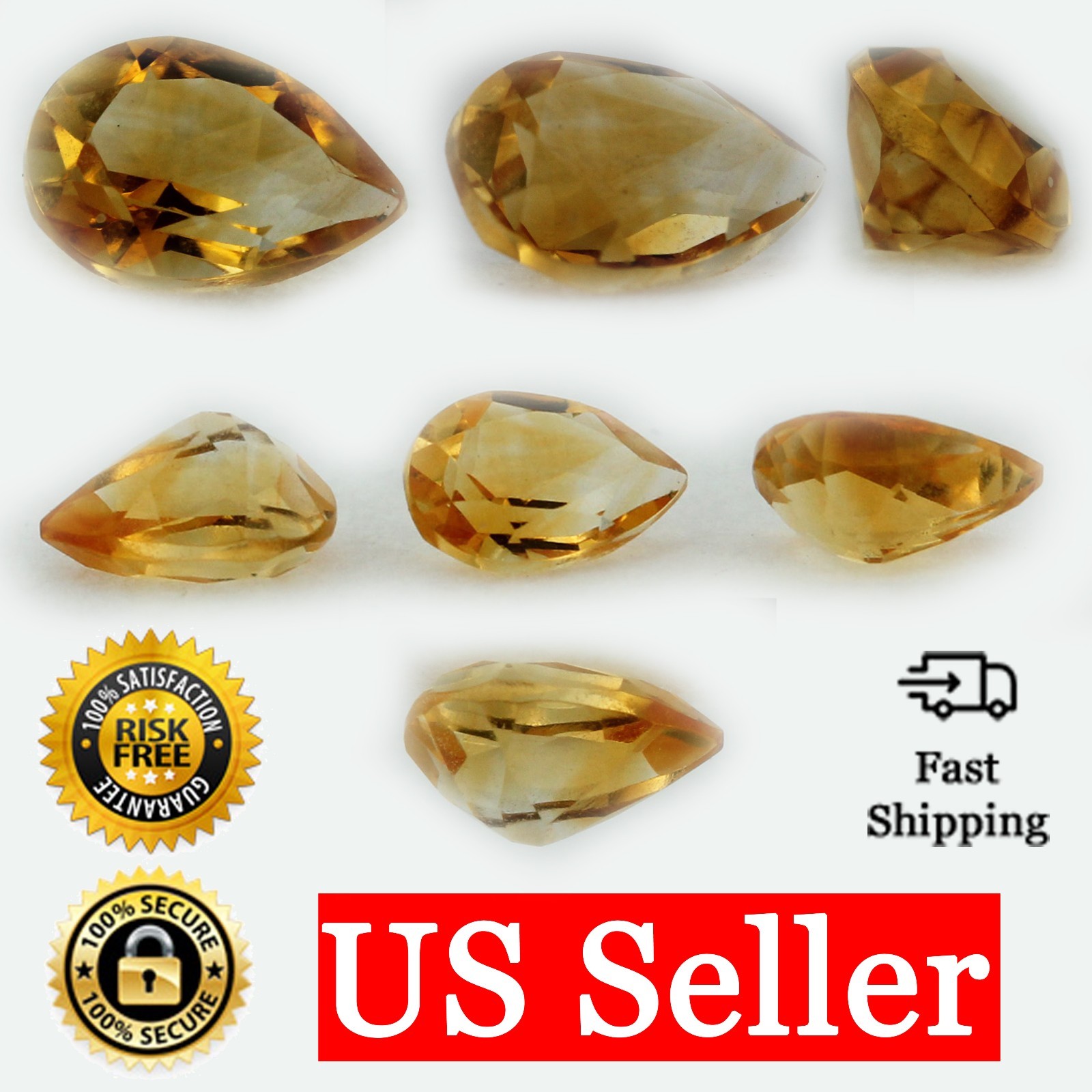 Loose Pear Shape Cut Genuine Natural Citrine Stone Single Yellow Birthstone