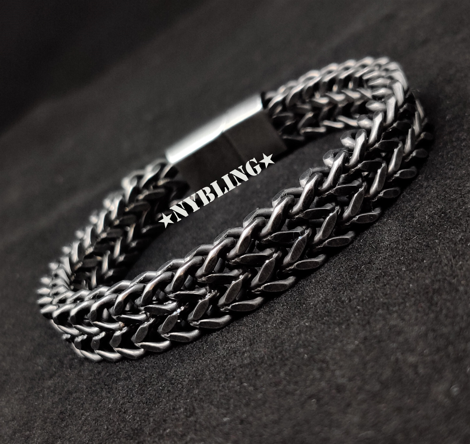 Stainless Steel Bracelet Meshed Woven Curb Chain Cuban Link Wristband Men Women