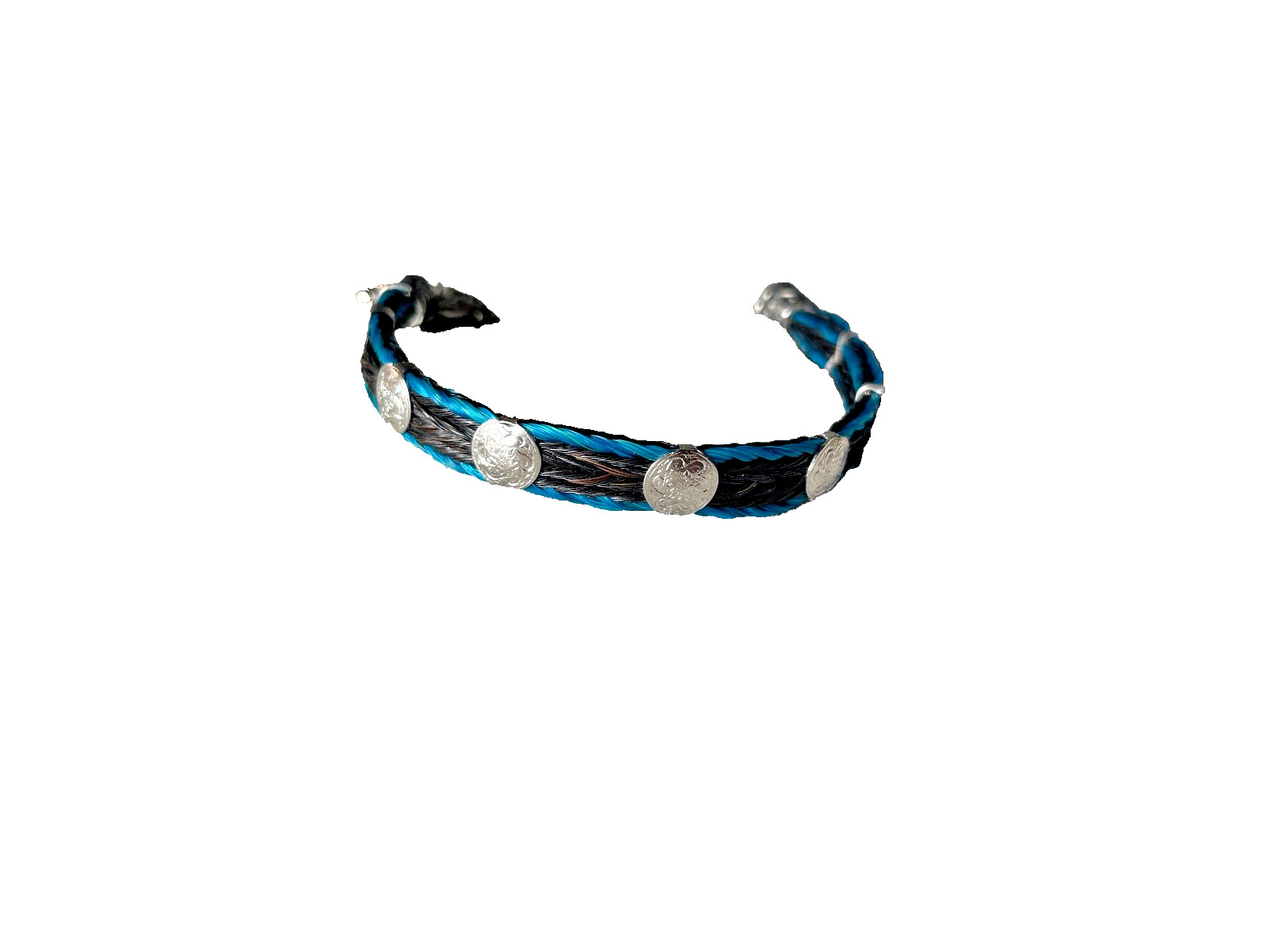 Western Womans Bracelet 7 3/4 x 3/8 in Horsehair Silver Concho Lobster Multicolo