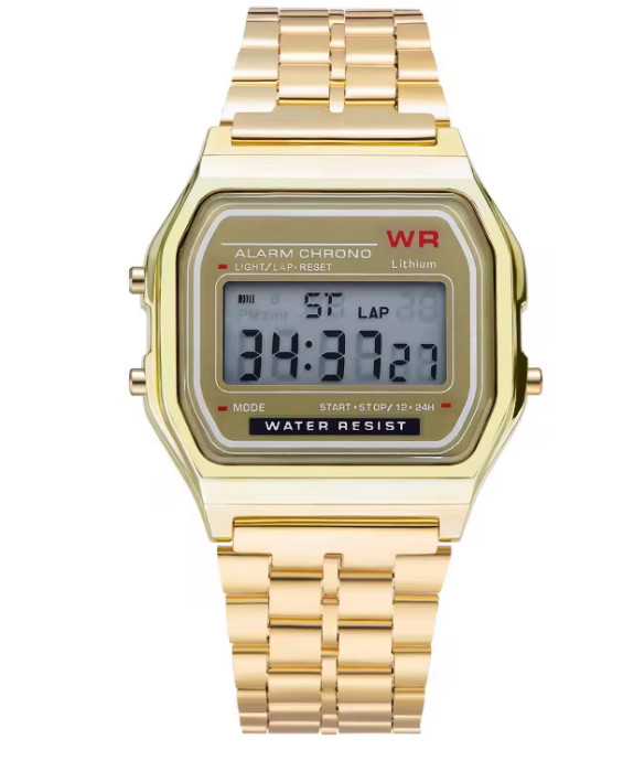 F91W Non-Waterproof Steel Band Watch For Women, Men