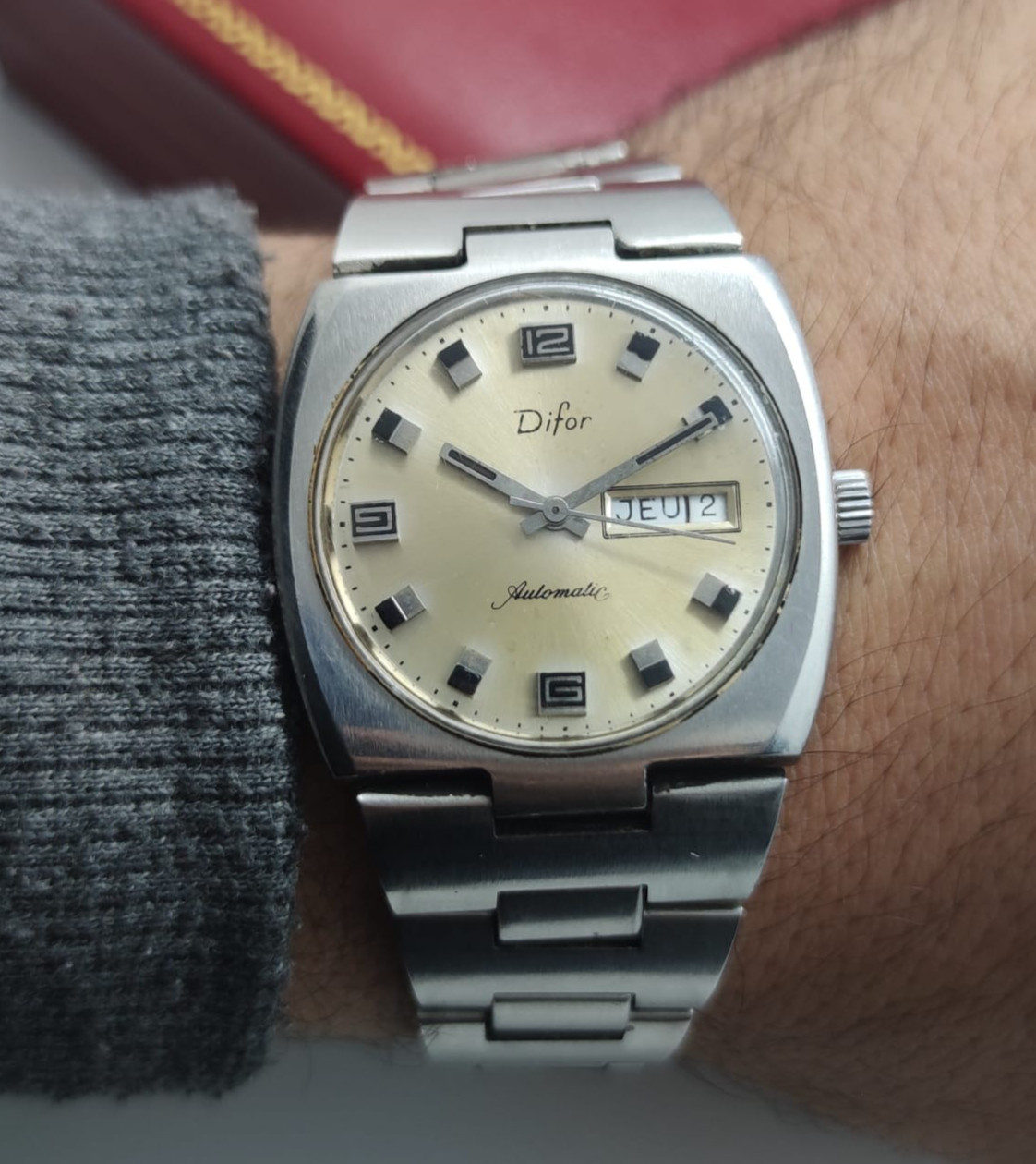 Vintage Watch Difor Automatic Jumbo Day Date tropical Dial mens Swiss MADE
