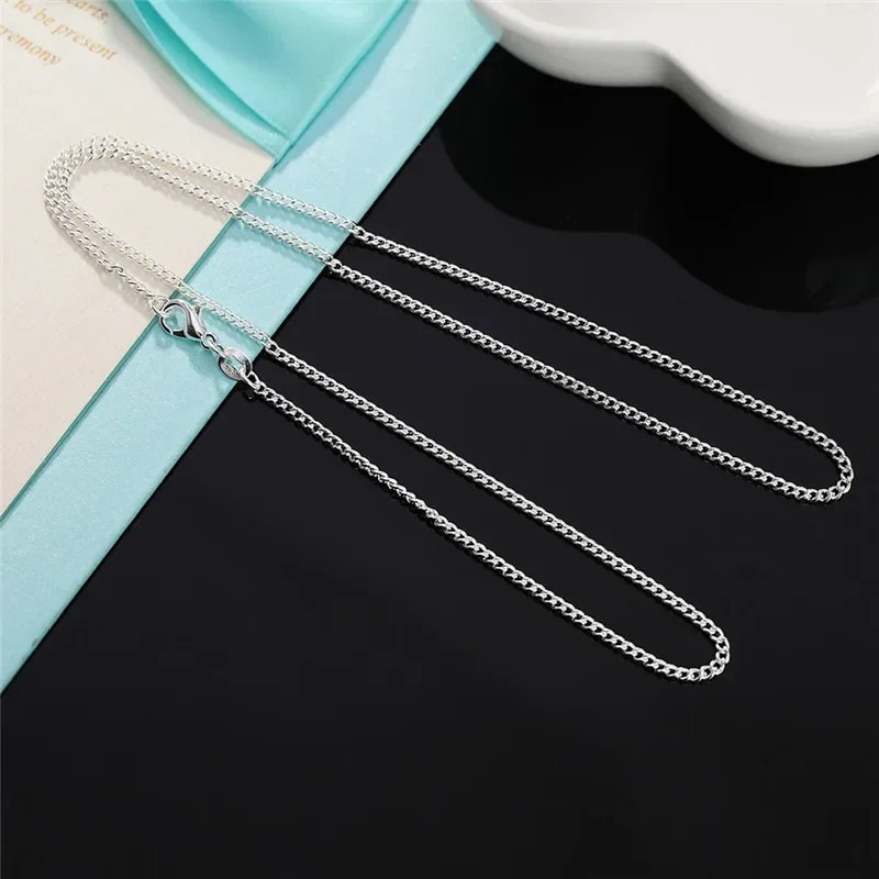 Genuine 925 Sterling Silver Curb Chain Necklace Lobster Clasp 16″-30″ Gifts UK
