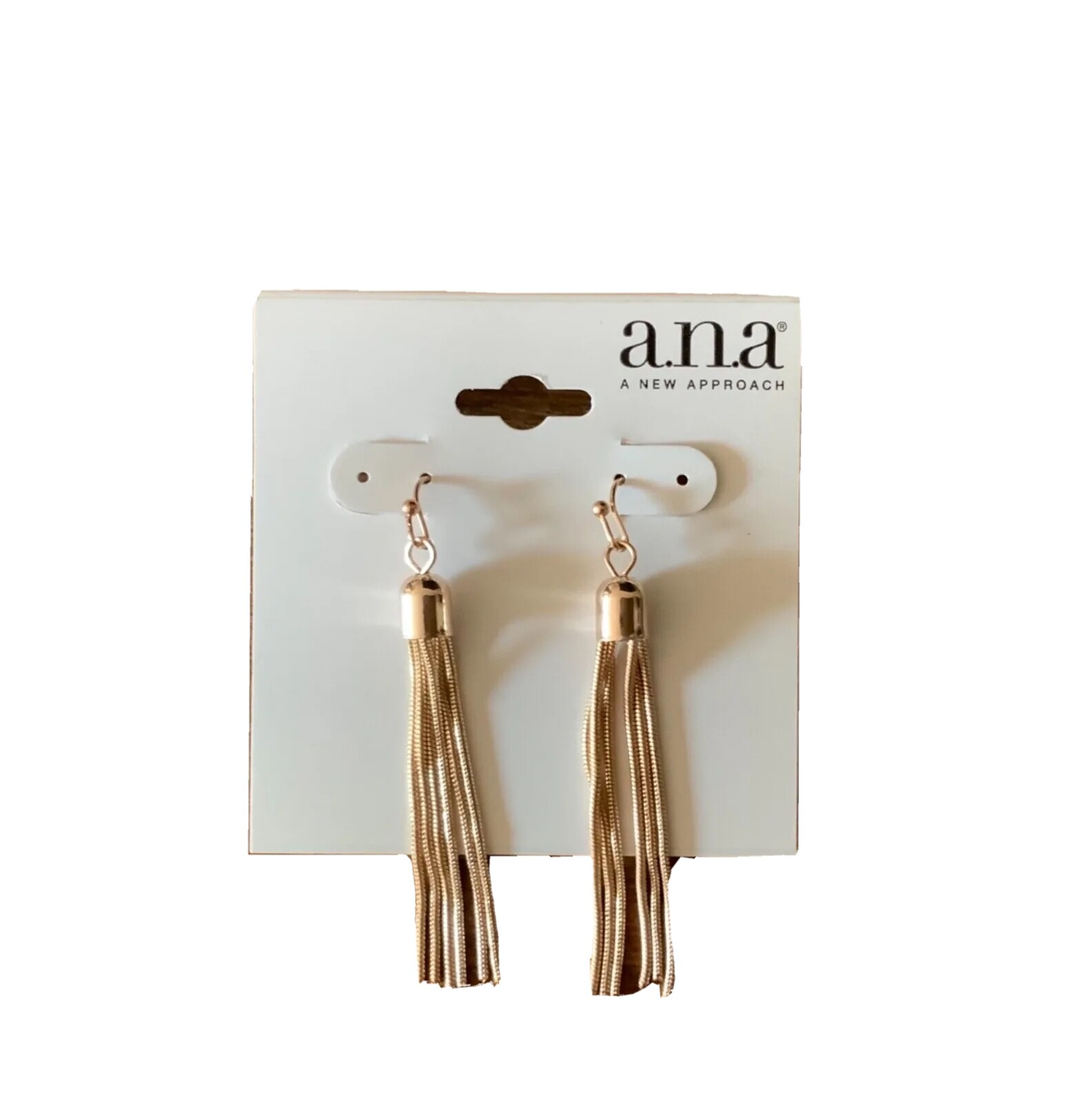 a.n.a. A New Approach Gold Tone Tassel Drop Dangle Chain Earrings New with Tags