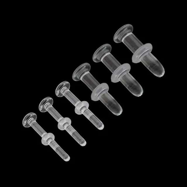 Clear Gorilla Glass Straight Flat Back Labret Studs Piercing Retainer 8G to 20G