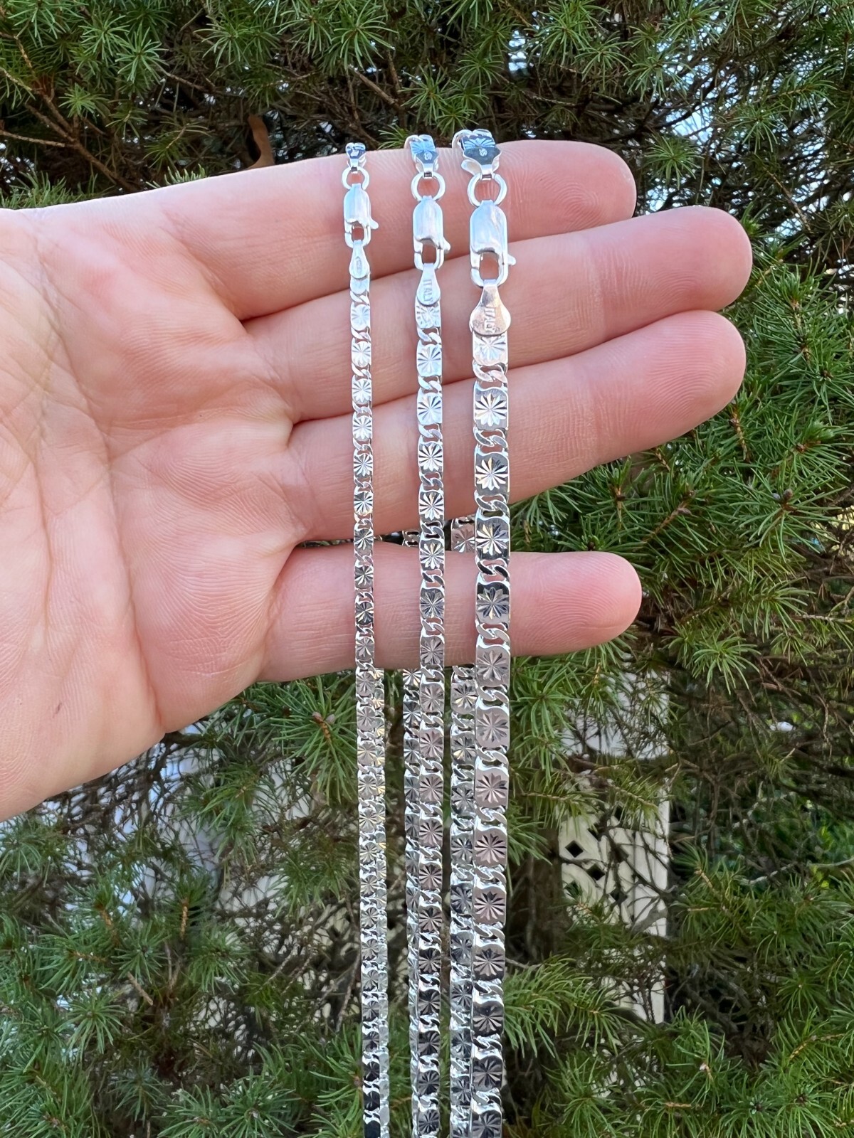 Valentino Star Chain Or Bracelet Solid Real 925 Sterling Silver ITALY 3-5mm