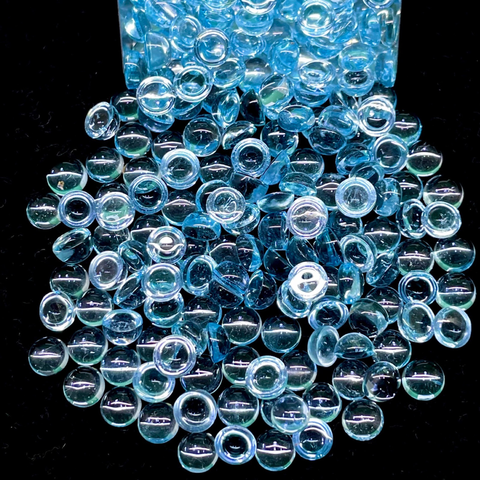 40 Pcs Natural Sky Blue Topaz 4.7-5mm Round Shape Loose Cabochon Gemstones Lot