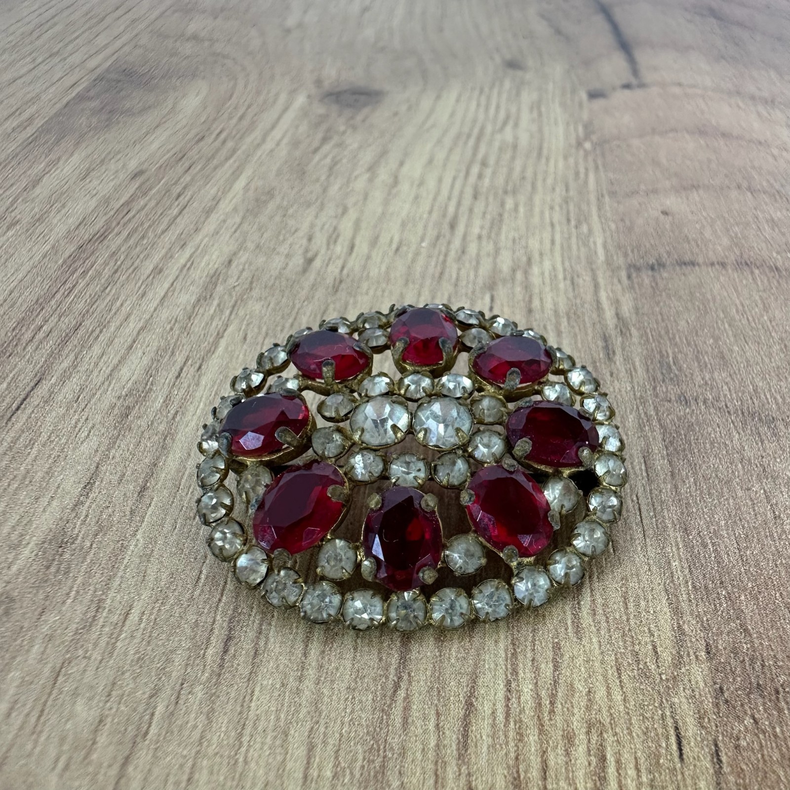 Czech Republic Vintage brooch – USSR jewelry – soviet Red stone