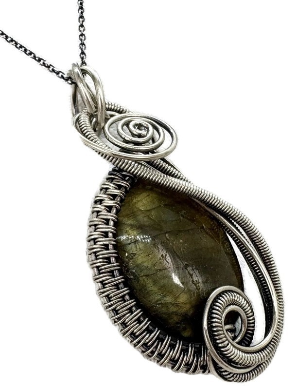 Labradorite and Sterling Silver Necklace and Earrings Set with Swarovski Crystal