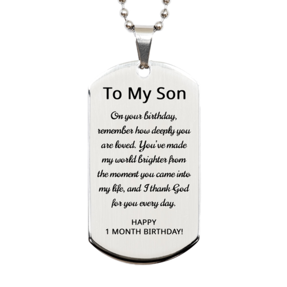 1 Month Gift for Son – 1 Month Dog Tag Necklace for Son Stainless Steel