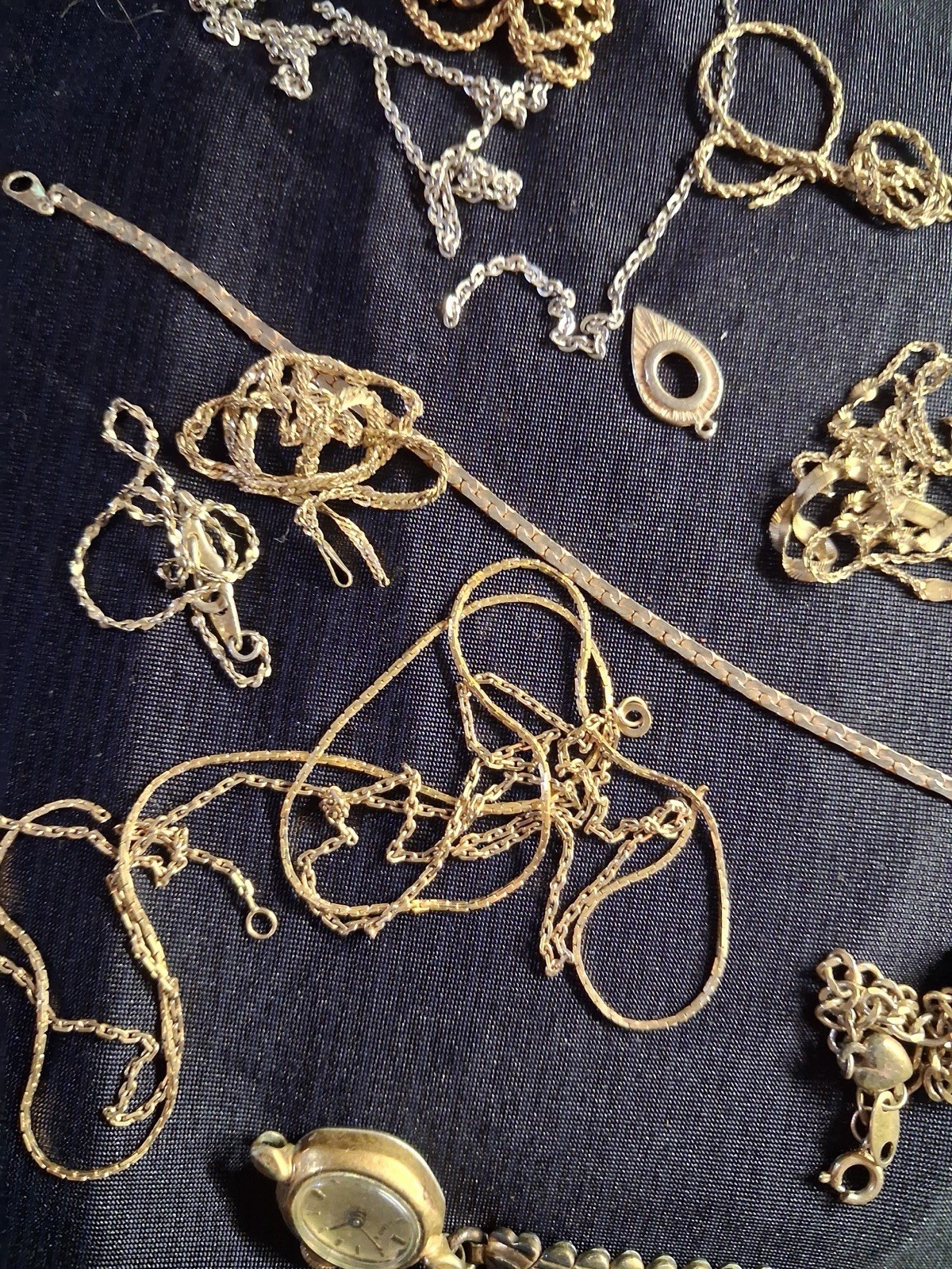 Vintage Mixed Lot 10k Gold & Silver Tone Metal Jewelry Necklace Bracelet Watch