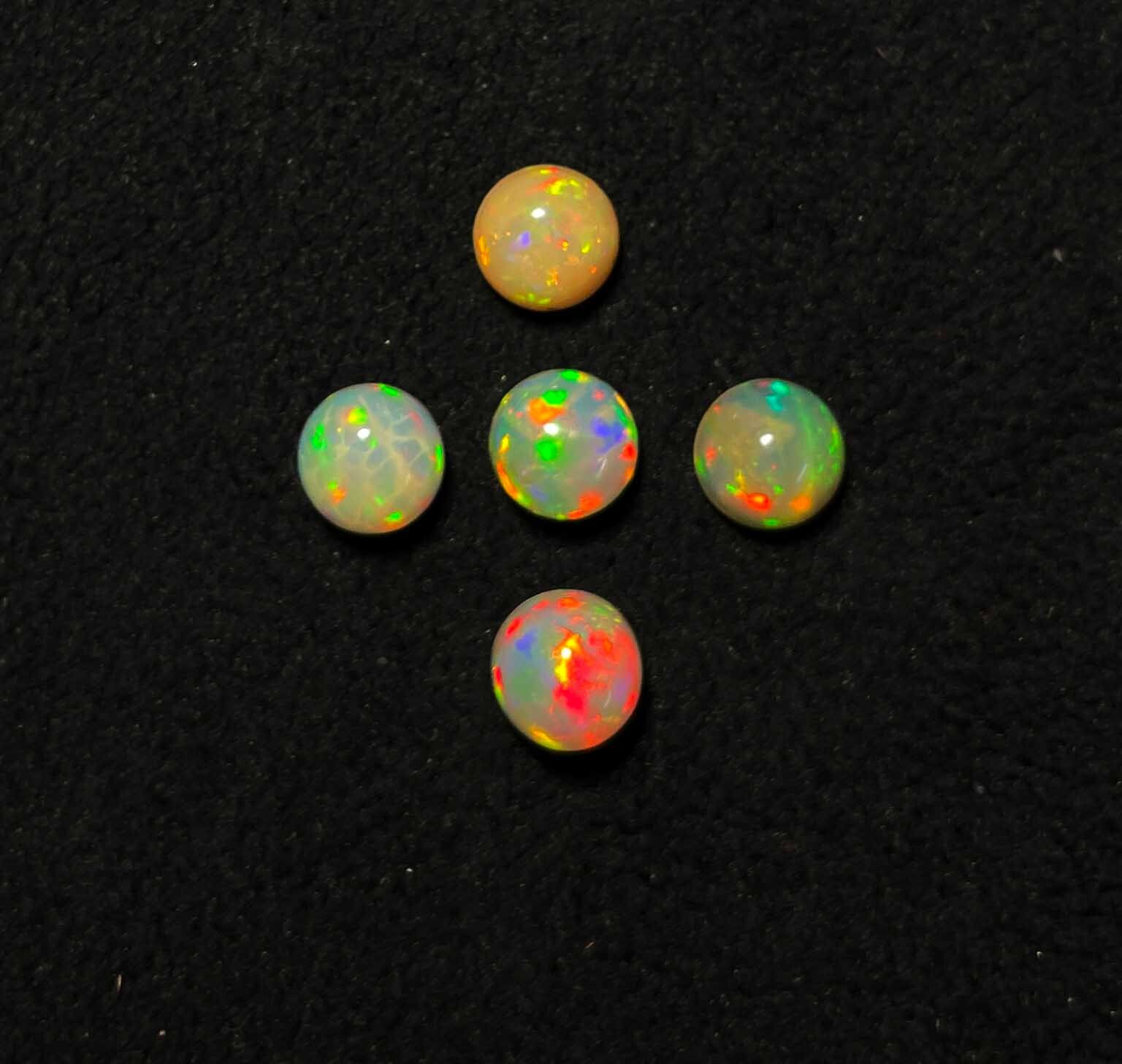 Natural Ethiopian Opal Round Cabochon Loose Gemstone Lot 5 Pcs 7 MM 5 CT