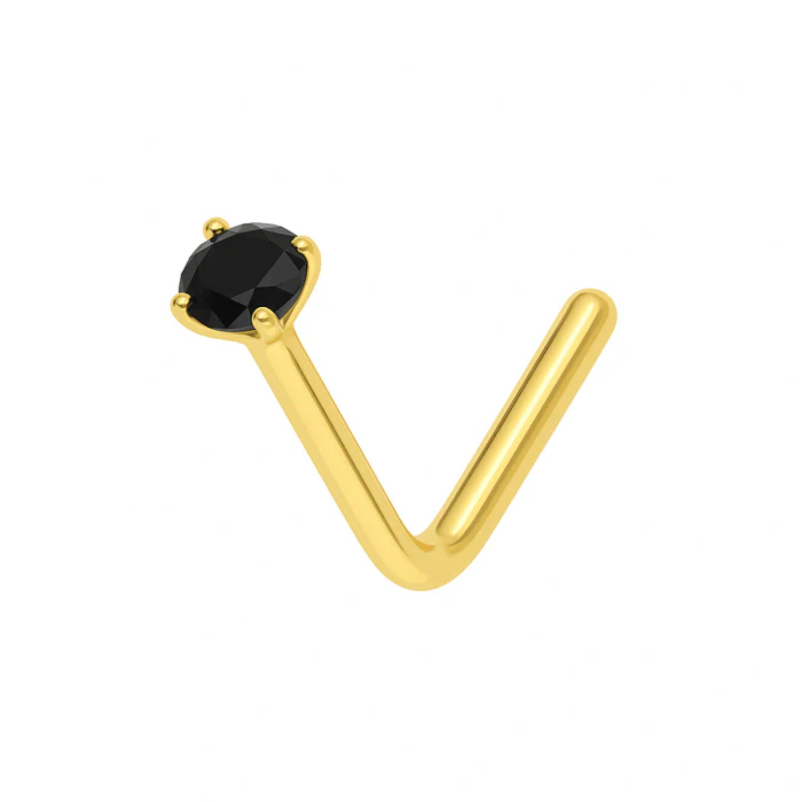9K Solid Gold L-Bend Crystal CZ Nose Stud Pin Women’s Piercing Jewellery