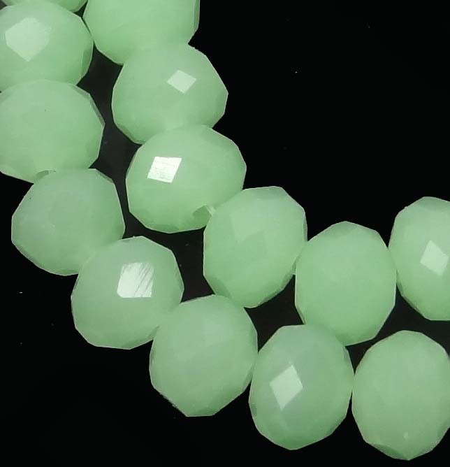 8x6mm Opaque Green Chalcedony glass Faceted Rondelle Beads 16″