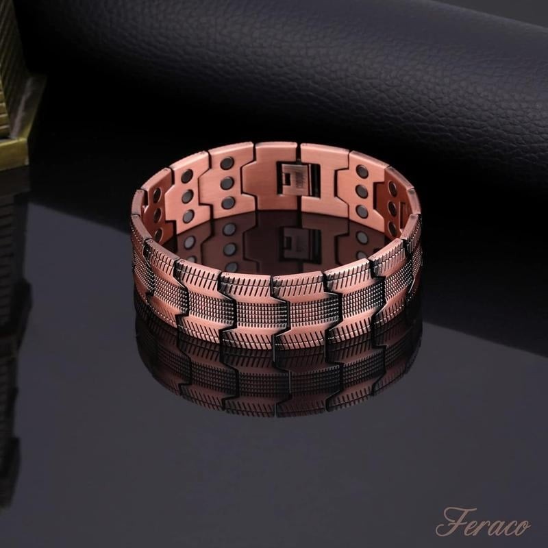 GMOX Men’s Copper Bracelet, 99.99% Copper 3X Strength Magnetic Adjustable Length