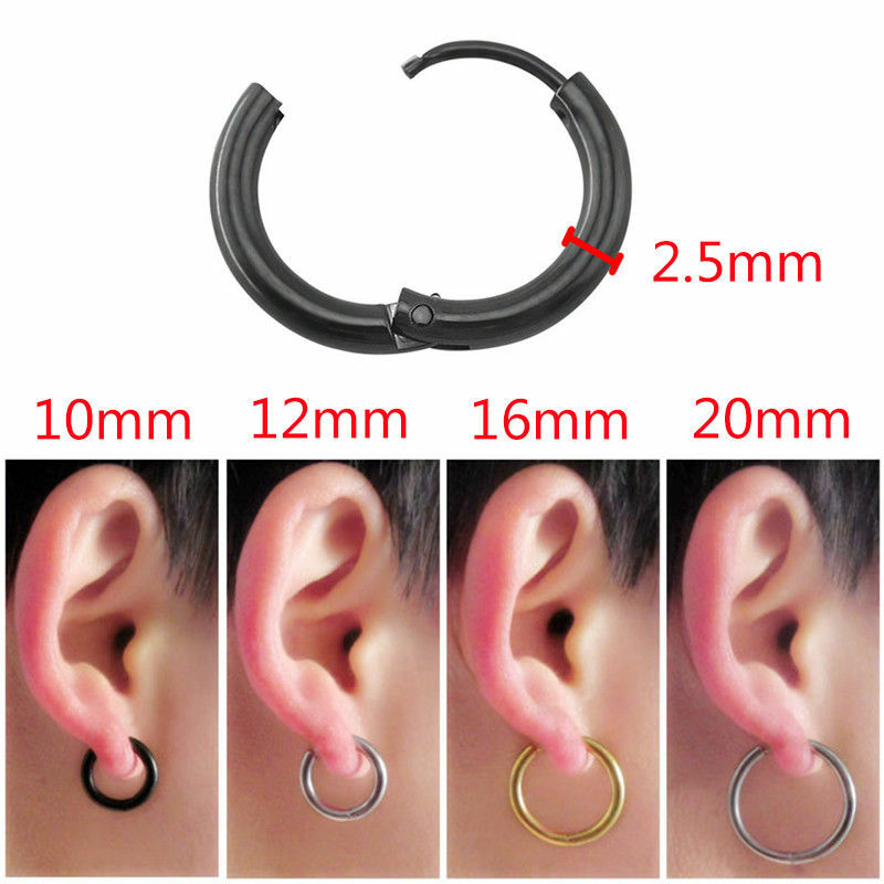 Men Women Stainless Steel Small Huggie Earrings Cartilage Lip Piercing Nose Hoop