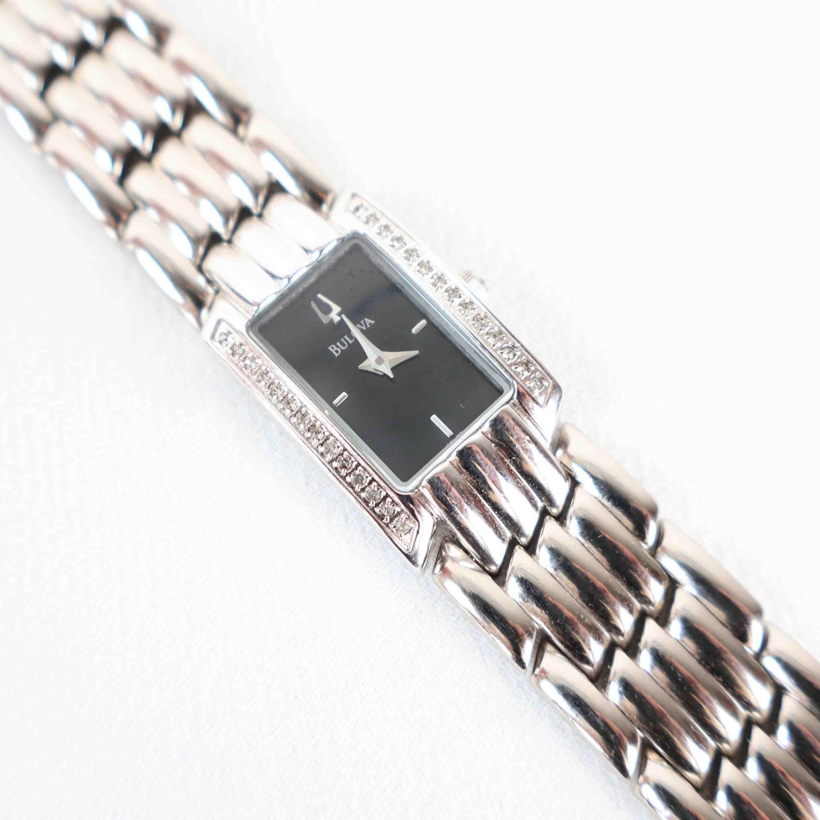Vintage Silver Tone Bulova Watch with Rectangle Watch Face