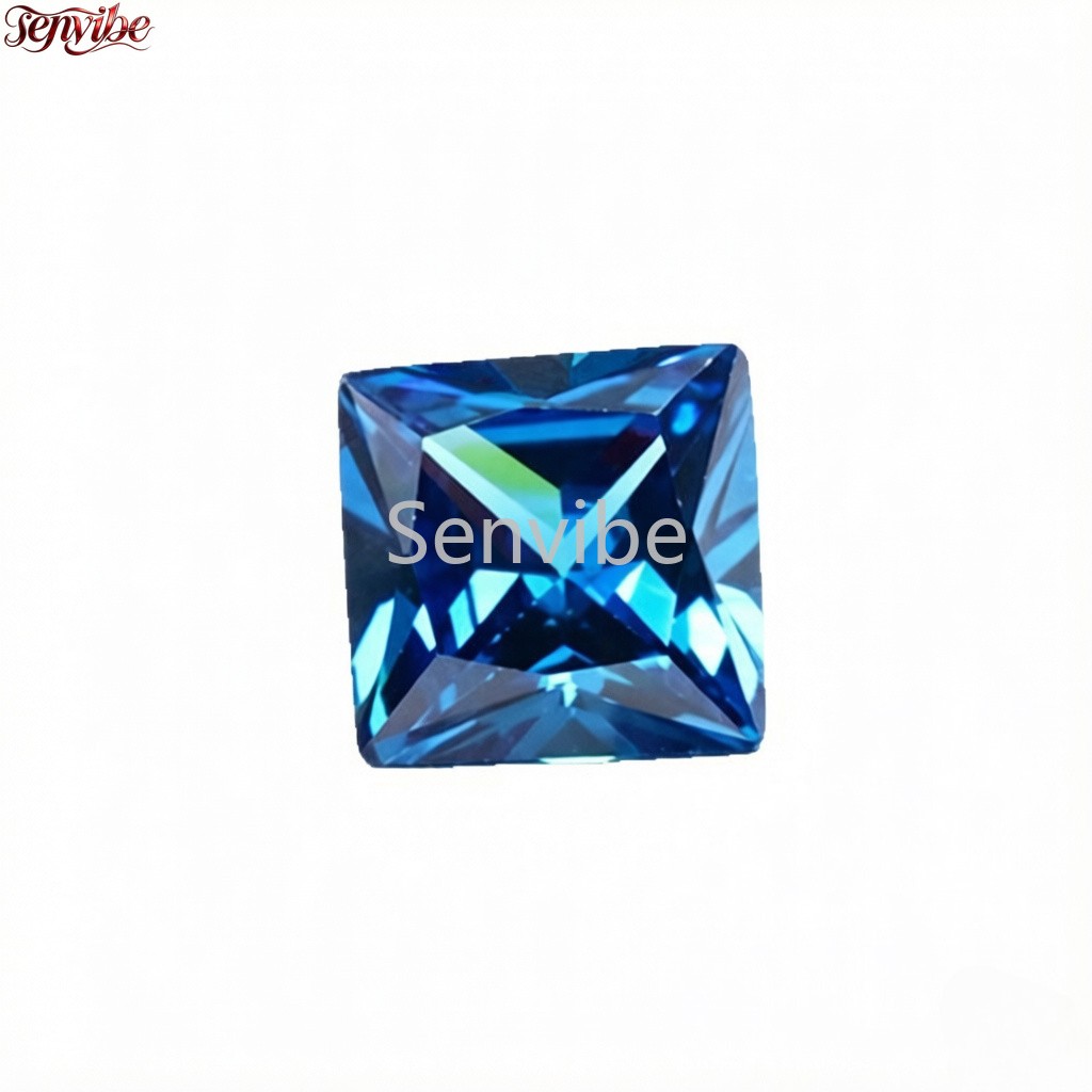 5pcs Royal Blue Princess Cut Synthetic Zircon 5A Loose CZ Accent Gemstone