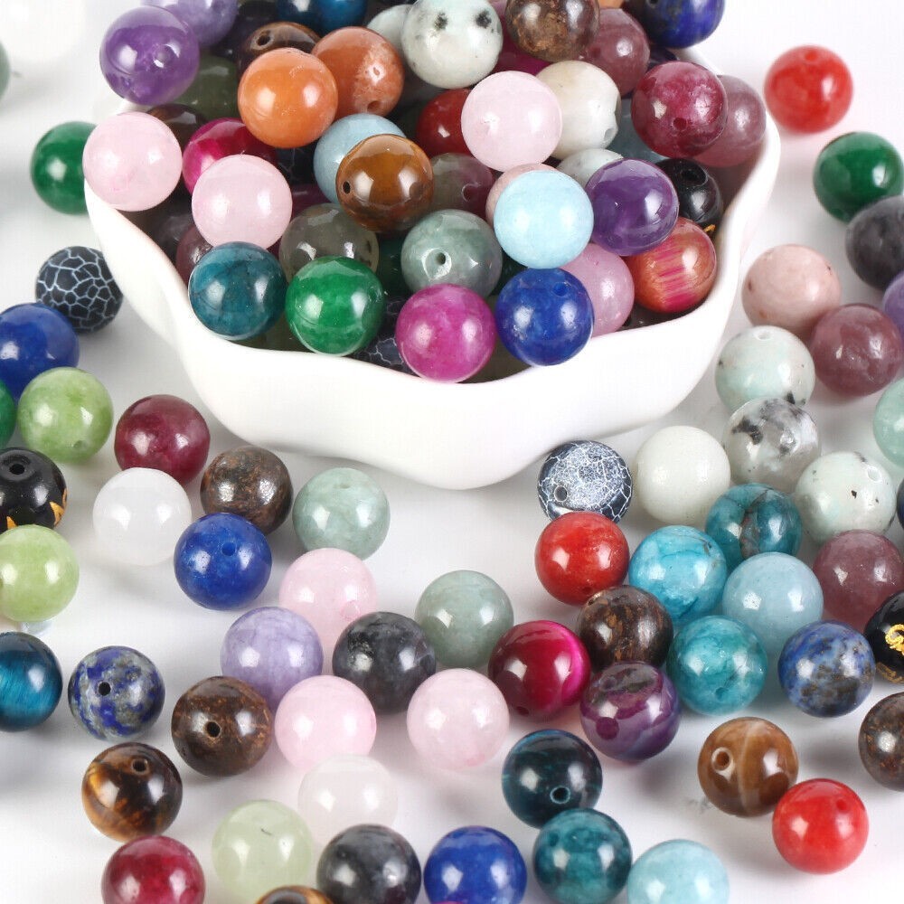 Natural Gemstone Round Spacer Loose Beads Jewelry Making 4mm/6mm/8mm/10mm/12mm