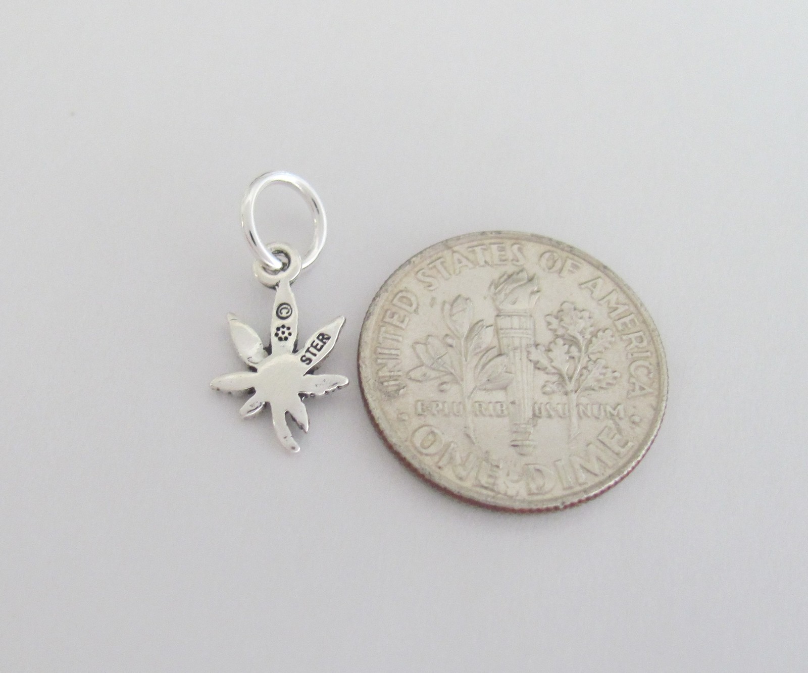 Very small Sterling Silver marijuana leaf mini tiny charm