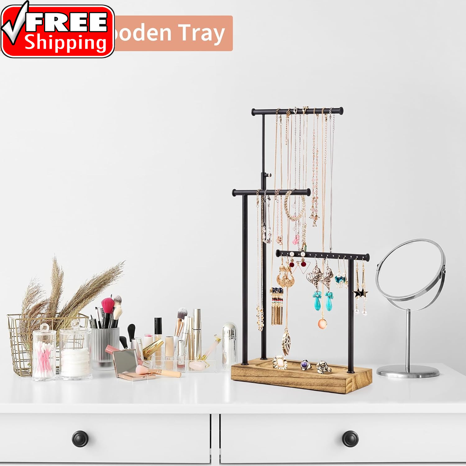 Jewelry Organizer Stand, Extra Tall Necklace Holder Jewelry Holder, Gift Idea (C