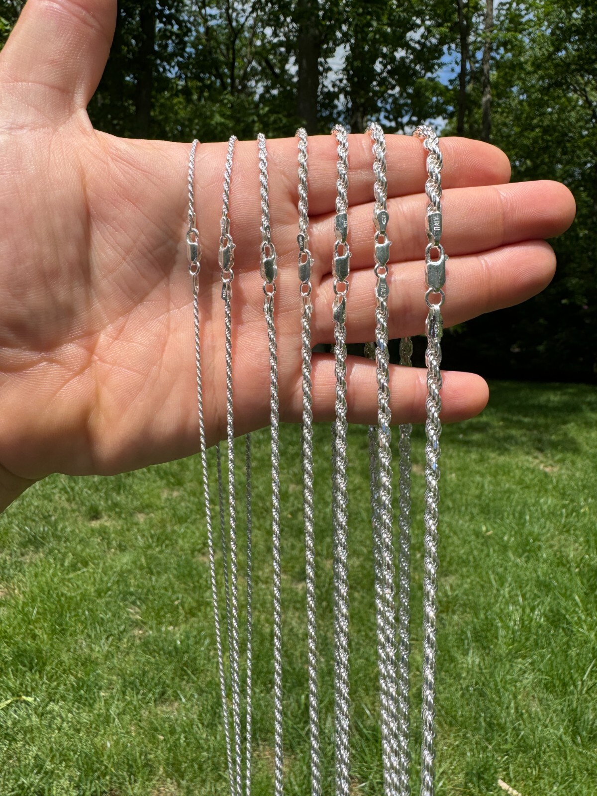 Cadena Rope Plata Esterlina 925 Real Hombre Mujer 1.5-5mm Italia 16-30″