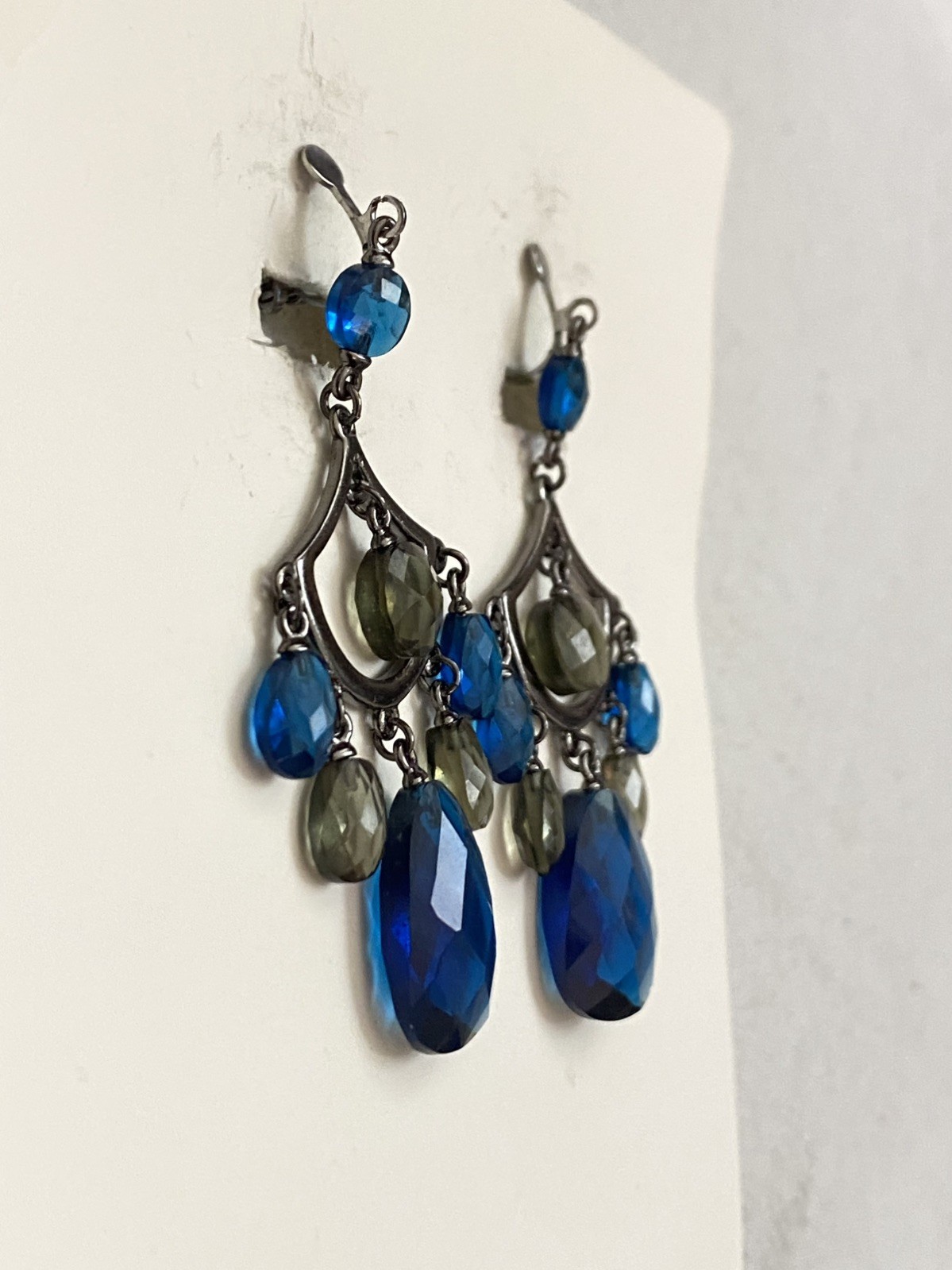 New Clip-On sparkle blue drop Earrings None Piercing Cuff