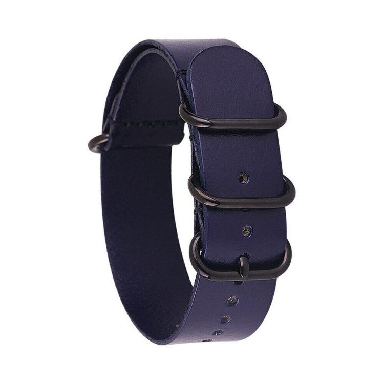 14 16 18 20 22mm 24mm Genuine Leather Black Ring Buckle Vintage Watch Band Strap