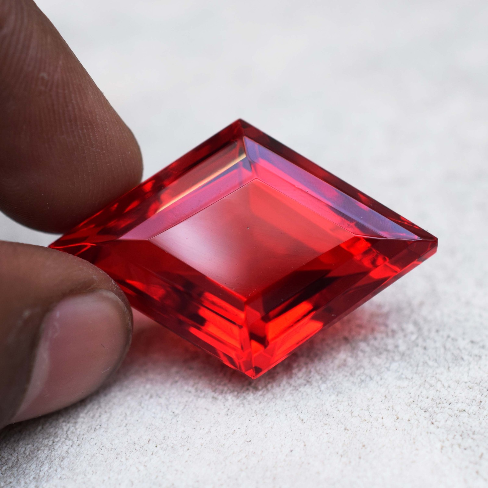 Certified 53 Carat Blood Red Topaz Fancy Cut Flawless Loose Gemstone