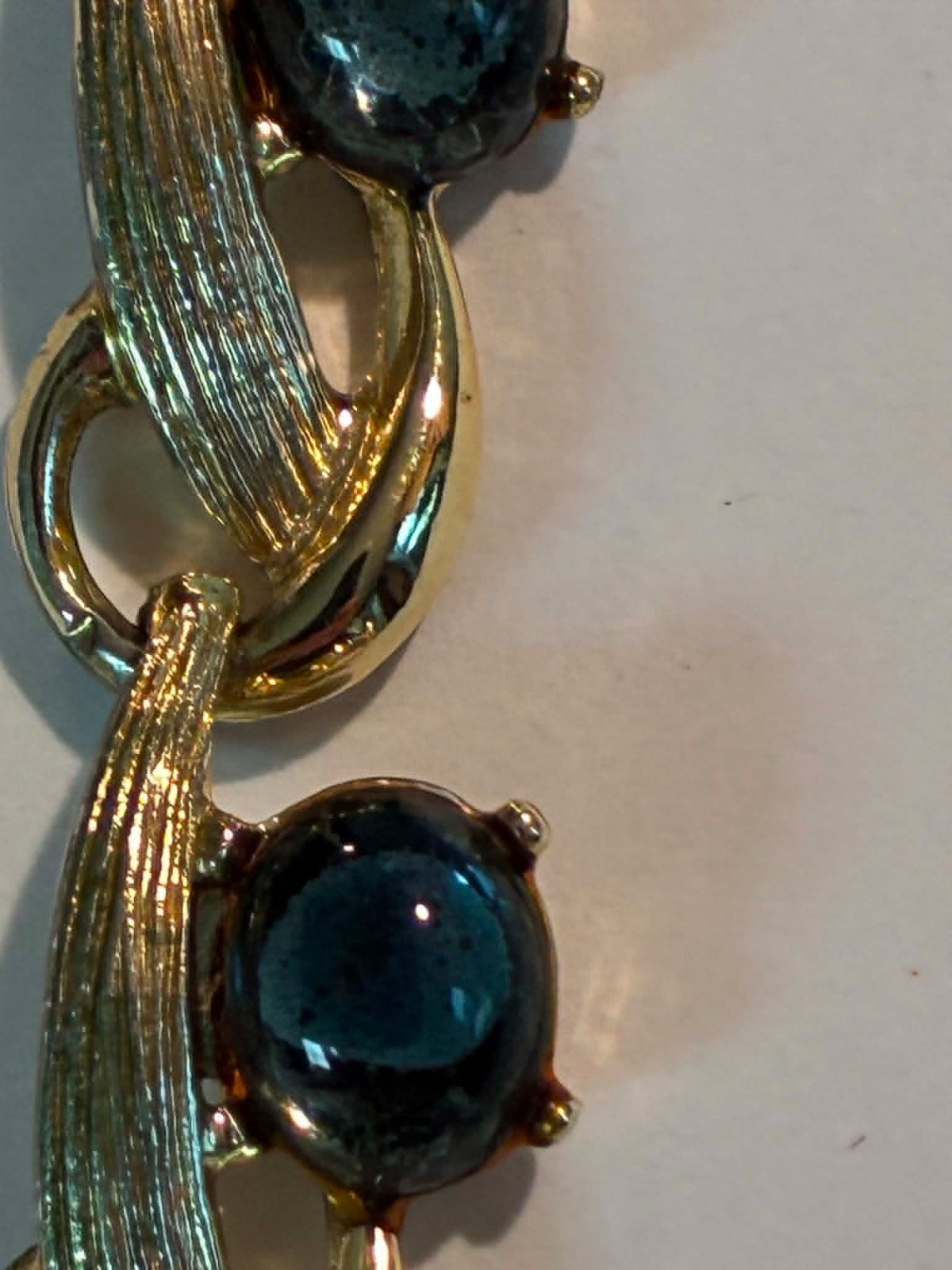 Vintage B&F 5th Ave Parure Set Blue Foil-Backed Cabochon Textured Gold