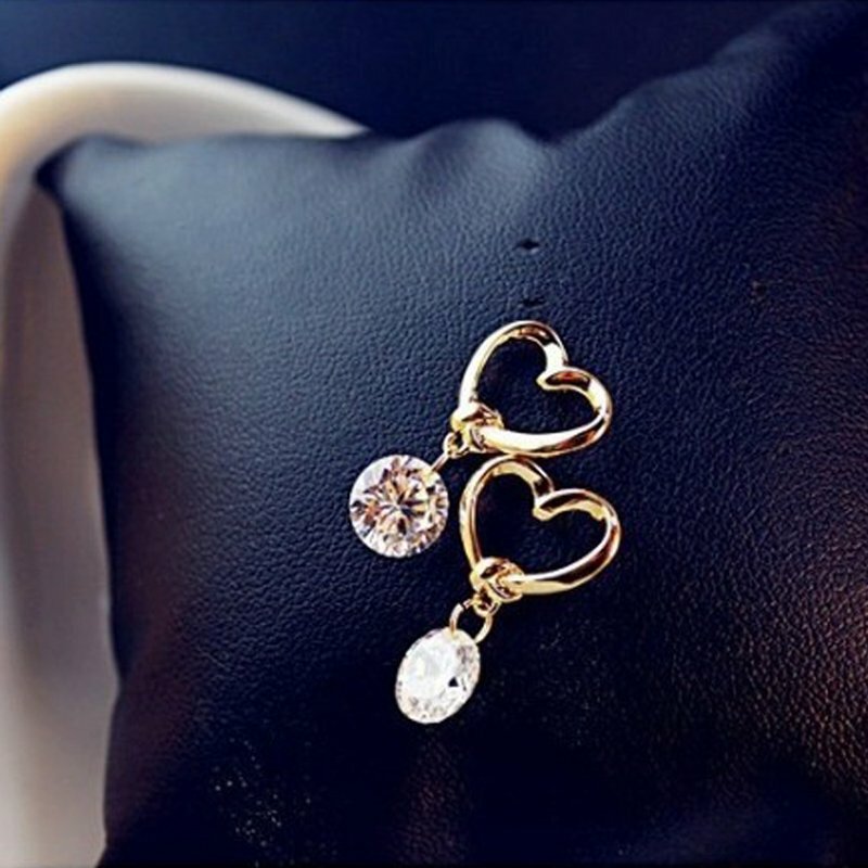 New Fashion Love Heart Crystal Earrings Women Drop Dangle Ear Hoop Jewelry Gift